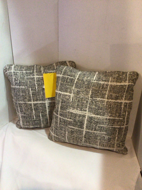 Gray/White Polyester Pair Down Filled Pillow Set