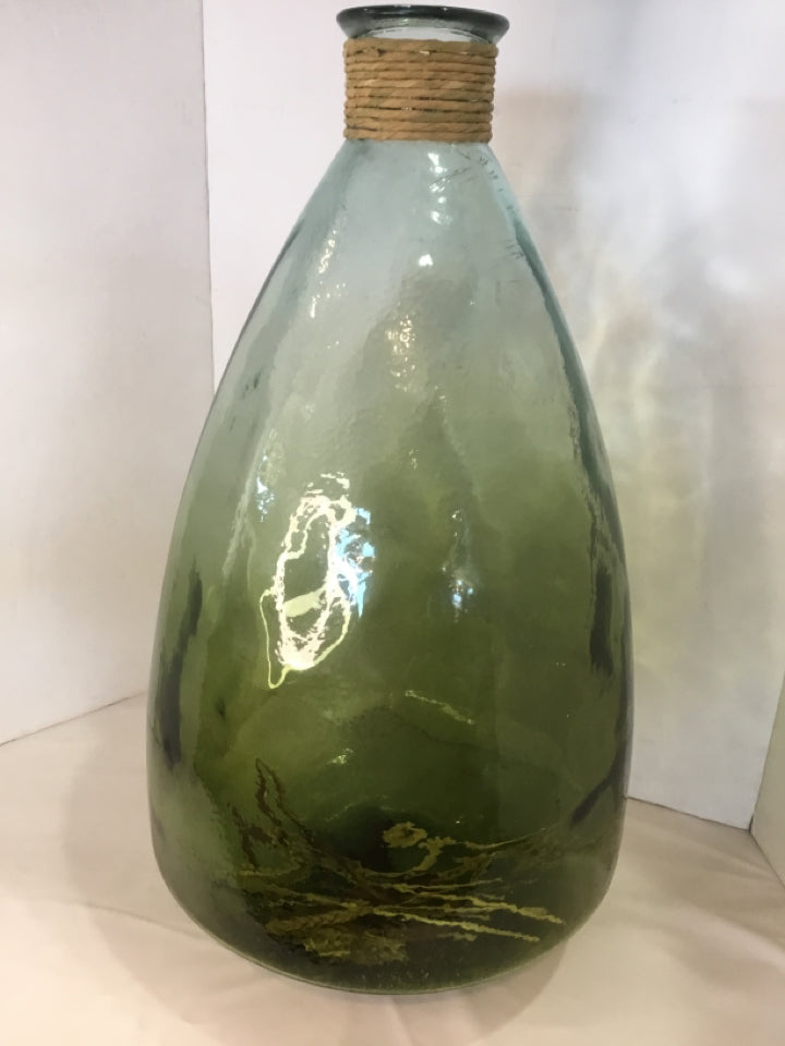 Oversized Green Glass Vase