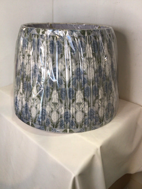 LAURA ASHLEY Blue/White Linen Floral Pleated Lamp Shade