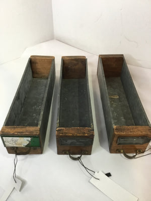 Set of 3 Galvanized Steel Brown/Gray Box