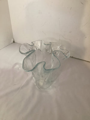 Clear Glass Wavy Vase