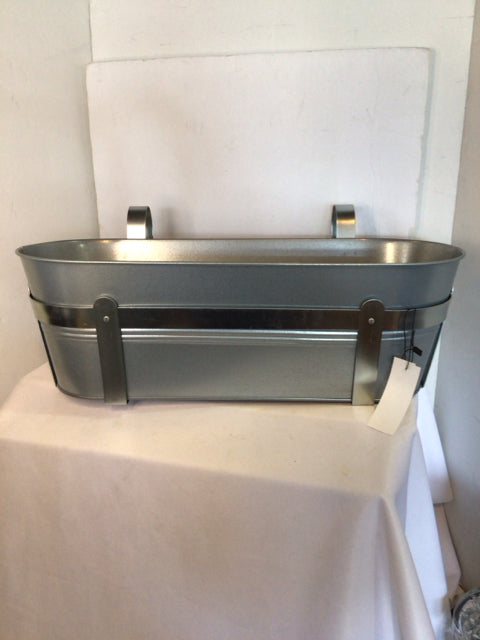 IKEA Oval Silver Metal Fence Pot