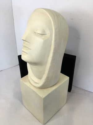 Signed Bust White Ceramic Sculpture