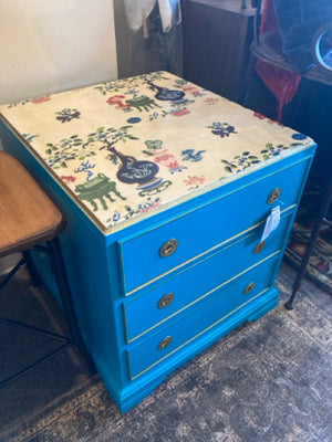 Custom Decoupage Aqua Dresser/Chest