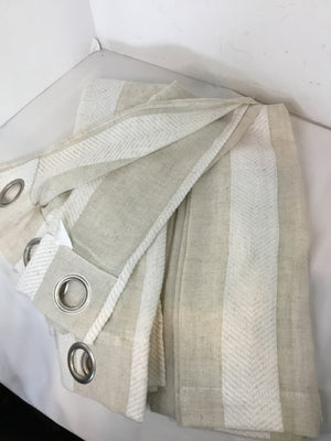 2 Panels Cream/Tan Polyester Stripe Draperies/Curtains