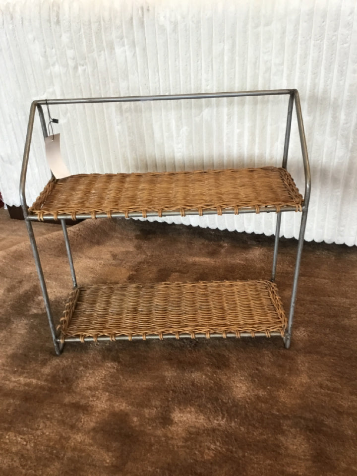 Tiered Wicker/Metal Shelf