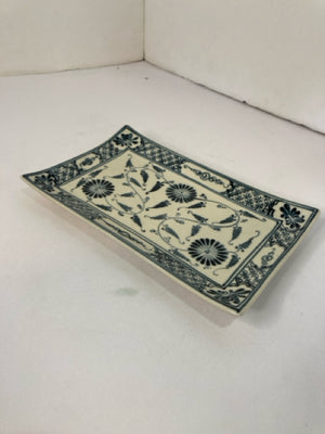 World Market White/Blue Porcelain Plate