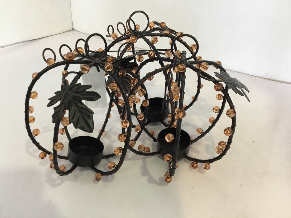 Fall Bronze Metal Candle Holder Set of 3 Holiday Item