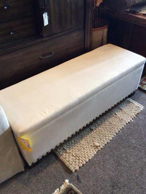 Storage Upholstered Cream Bench