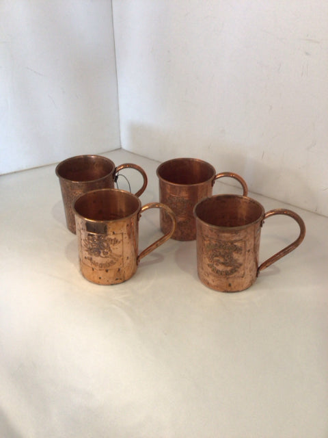Set of 4 Copper Copper Mug Set