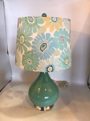 Aqua Ceramic Floral Lamp