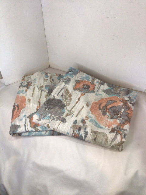 Grommet Cream/Aqua Linen Draperies/Curtains