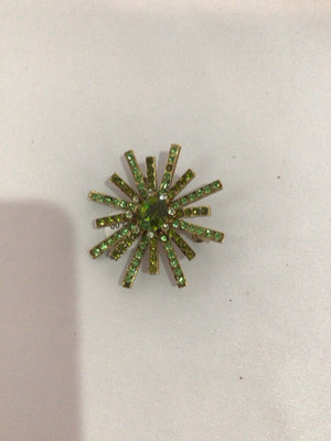 Rhinestone Green Sunburst Pin