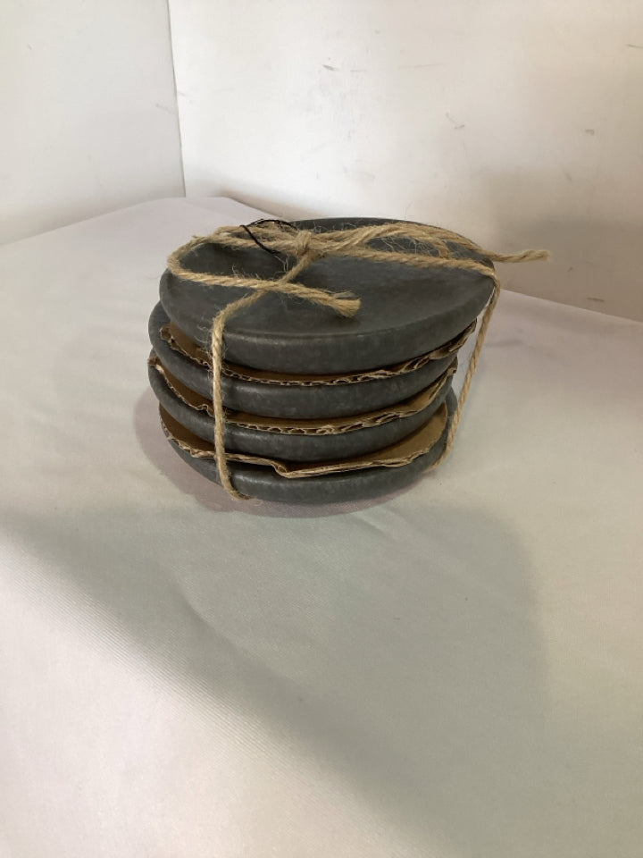 Crate & Barrel 4 Pieces Gray Stoneware Coaster Set