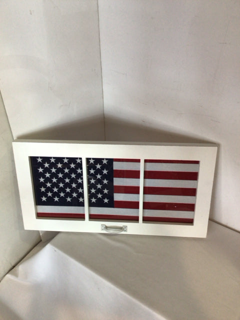 Patriotic White/Blue Flag Framed Art
