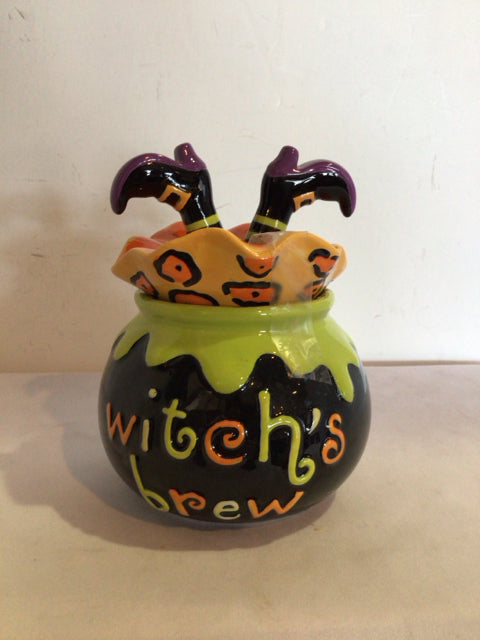 Halloween Black/Orange Ceramic Witch Holiday Item