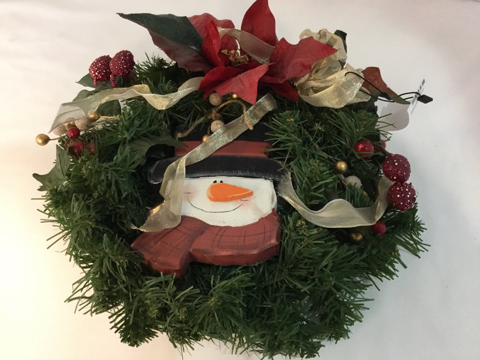 Wreath Green/White Snowman Holiday Item