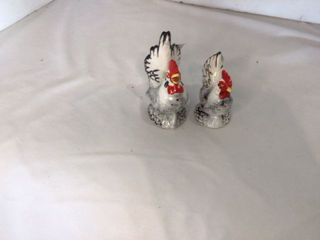 Vintage Black/White Ceramic Chicken Salt & Pepper