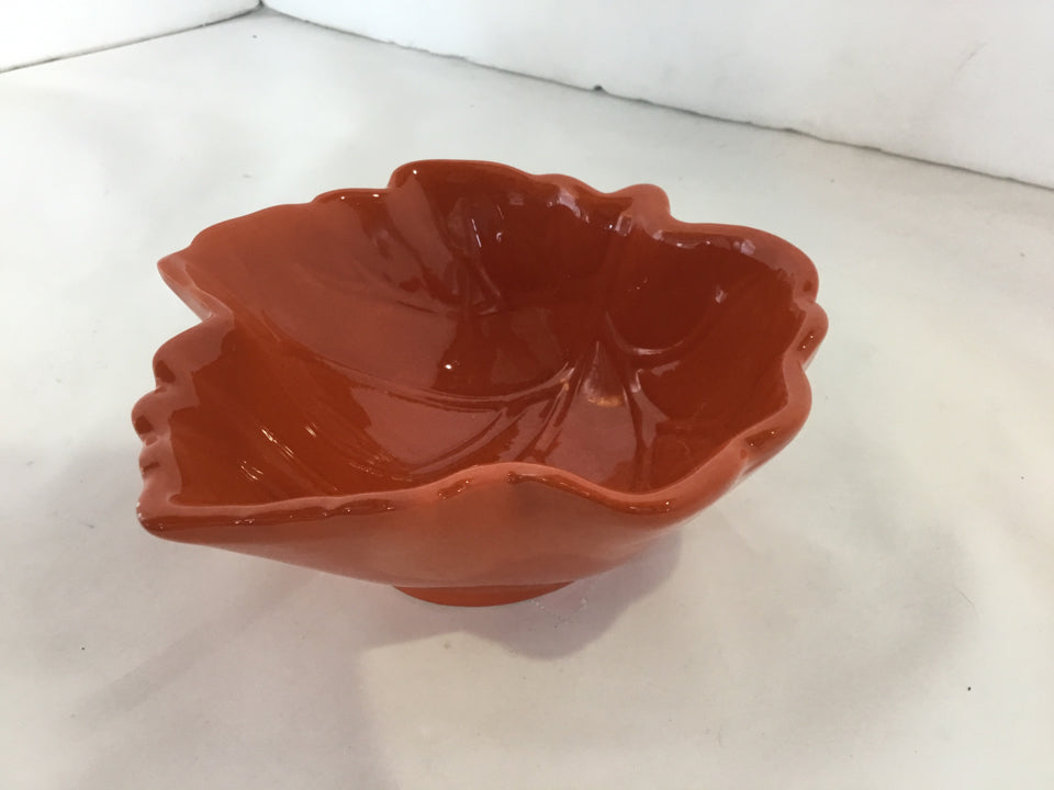 Celebrate It Fall Orange Ceramic Leaf Bowl