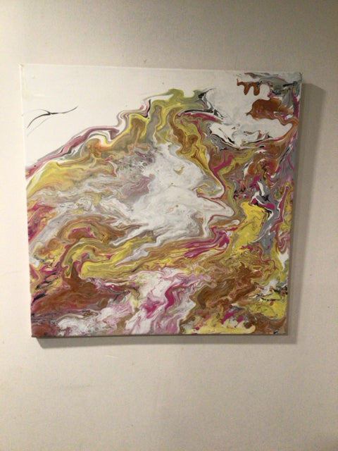 Abstract Pink/white Stretch Canvas Art