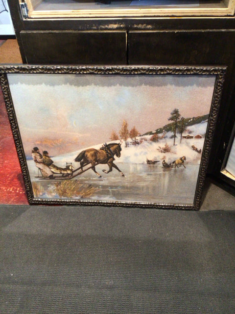 White/Brown Winter Scene Framed Art