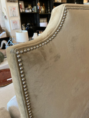 Queen NailHead Velvet As Is Tan Headboard