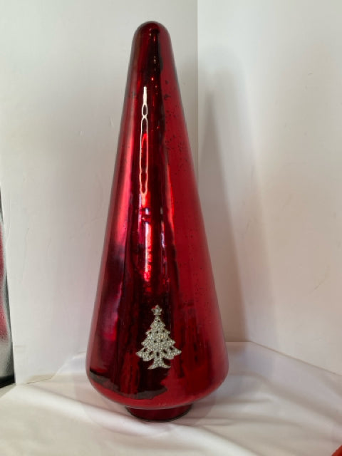 Tree Red Mercury Glass Rhinestone Holiday Item