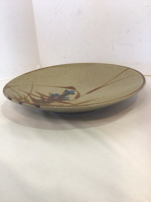Japanese Beige/Brown Pottery Botanicals Bowl