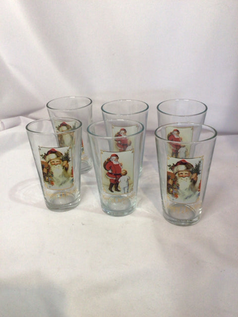 Glasses Clear Glass Set of 6 Christmas Holiday Item