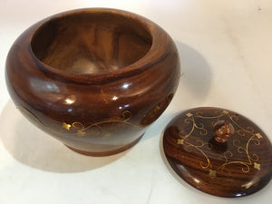 Indian Brown Wood Lidded Bowl