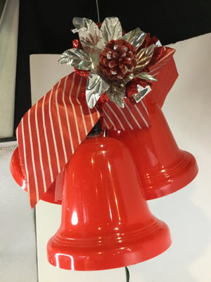 Vintage Electric Red Plastic Bells Light up Holiday Item