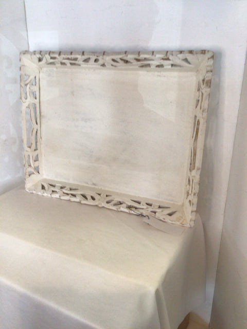Rustic Cream Wood Carved Tray