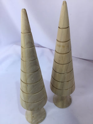 Set of 2 Natural Wood Christmas Tree Holiday Item