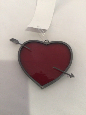 Red Glass Heart Sun Catcher