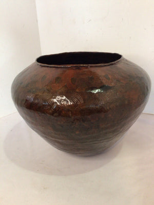 Brown Copper Etched Vase