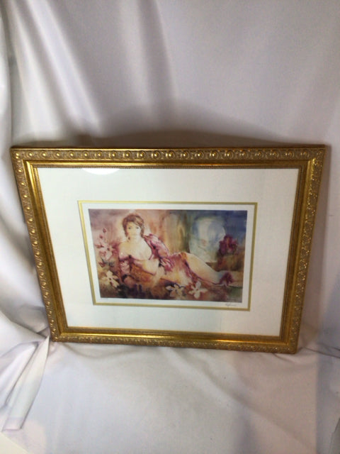 Pink/white Woman Framed Art