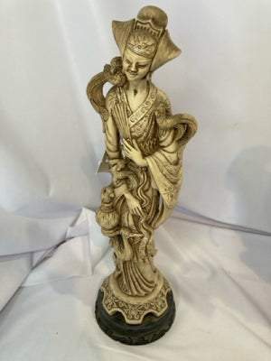 Vintage Cream/Brown Bone Chinese Pair Statue