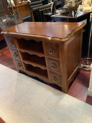 Century French Country Brown Wood Shelves Cabinet