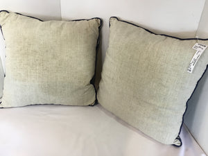 Pair Tan/Blue Beaded Coral Pillow Set