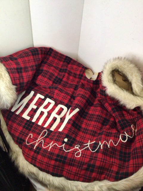 Tree Skirt Red/Black Cotton Plaid Holiday Item