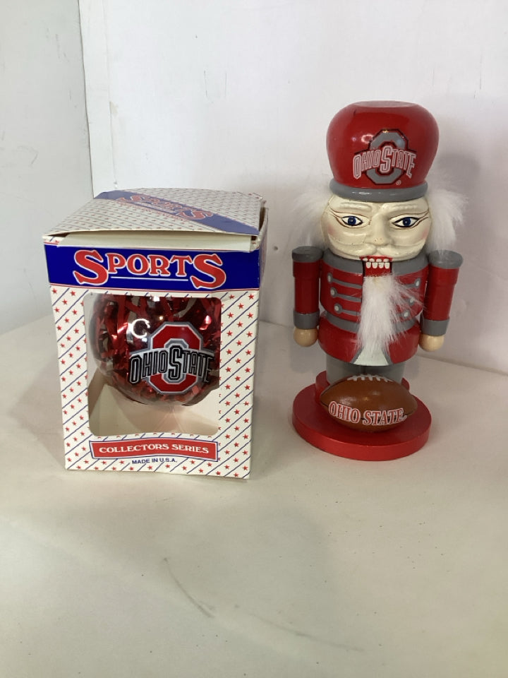 Ornament Red Glass Pair OSU Holiday Item