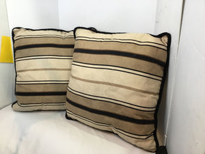 Down Brown/black Polyester Striped Pair Pillow Set