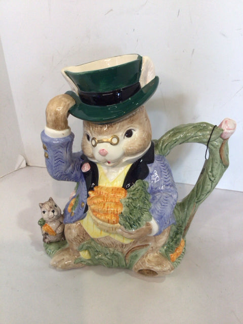 Fitz & Floyd Easter Green Ceramic Bunny Pitcher