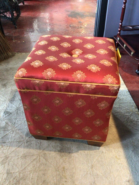 Polyester Floral Red/Gold Ottoman