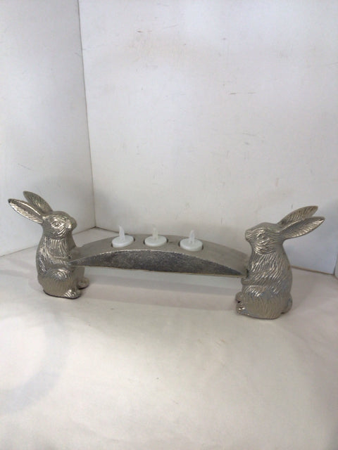 Silver Metal Rabbit Votive Candle Holder