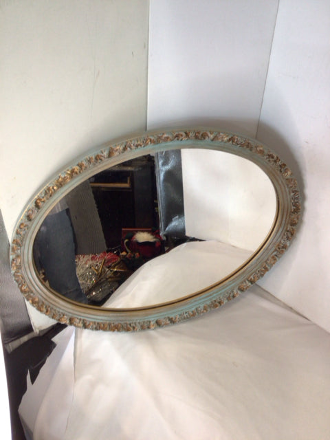 Shabby Chic Green Oval Mirror