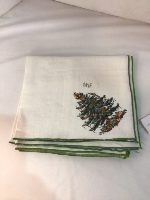Spode White/Green Christmas Tree Set of 4 Napkins