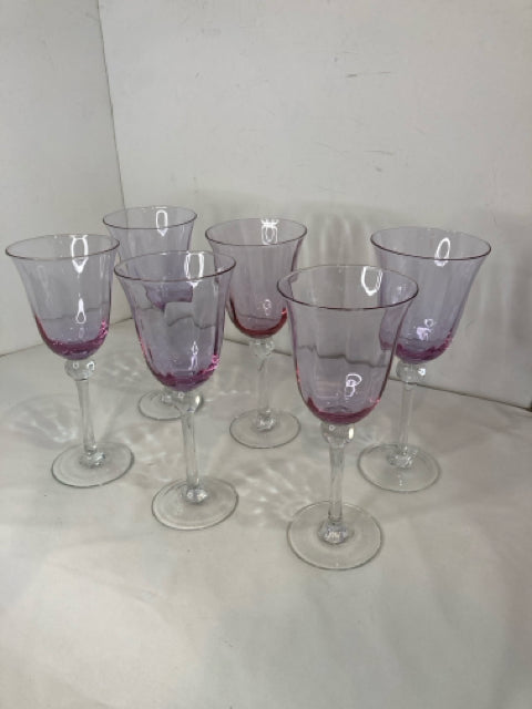 Goblet Clear/Purple Crystal Set of 6 Glasses