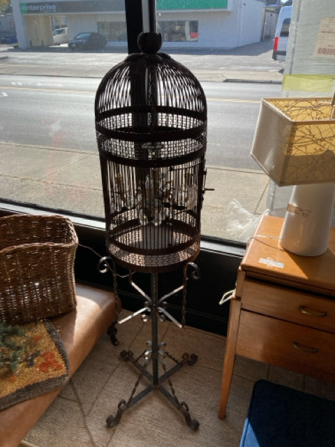 Vintage Lighted Rust Iron Bird Cage
