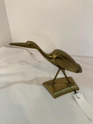 Gold Brass Crane Figurine